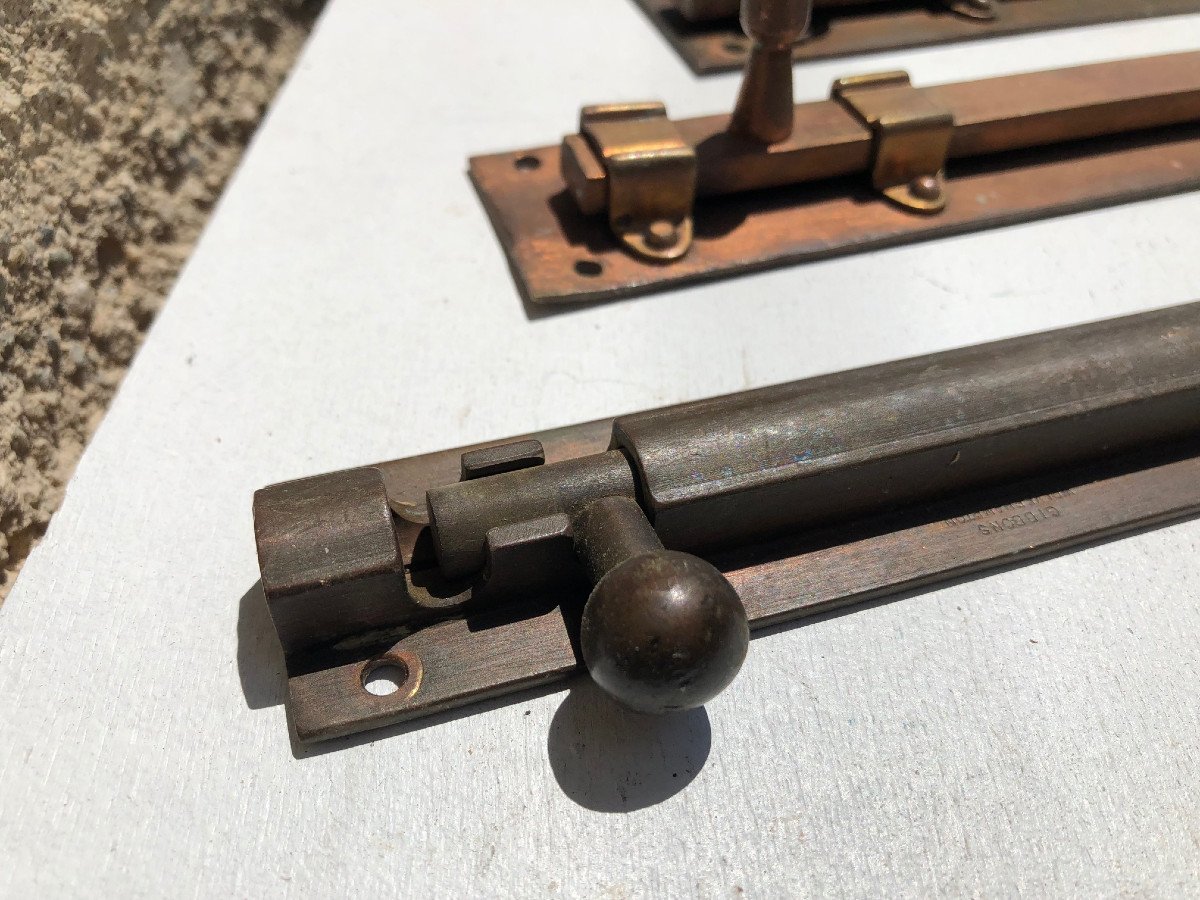 Lot De 7  Targettes Coloniale Anglais En Laiton Pour Portes Et Fenetres  , Birmanie .-photo-4