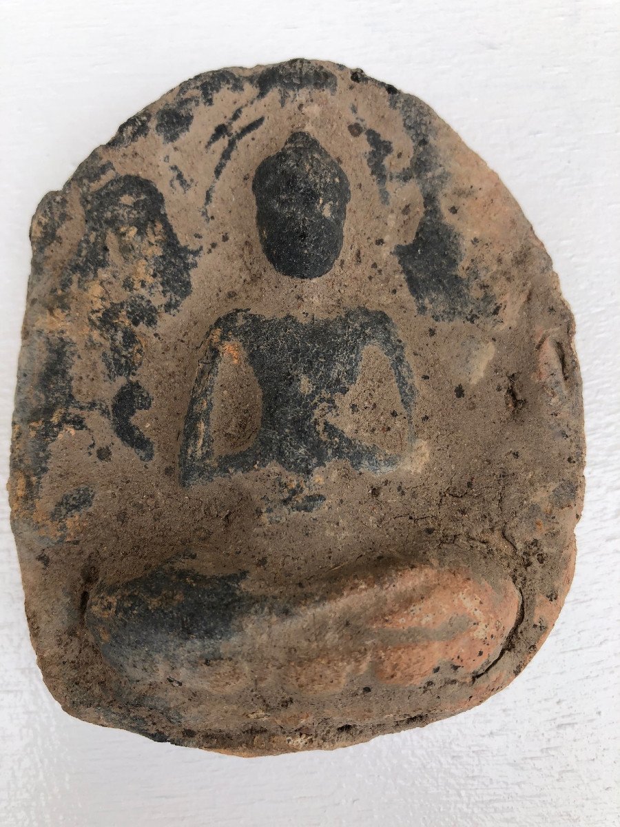 Buddhist Votive Amulet Terracotta Xth / XIIth Century Pagan Kingdom Burma-photo-1