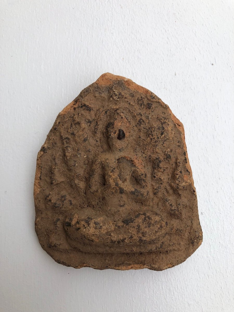 Buddhist Votive Amulet Terracotta Xth / XIIth Century Pagan Kingdom Burma-photo-3