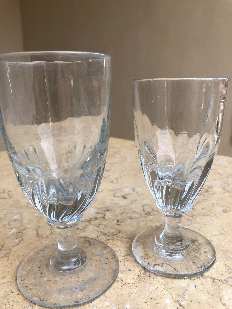 Lot De Verre  De Bistrot Torsadé Pour Absynthe Modele Godrons -photo-3