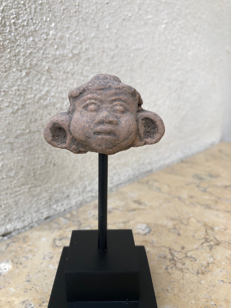 Head Terracotta Figure, Kingdom Of Majapahit, 13th / 16th Century Indonesia.-photo-4