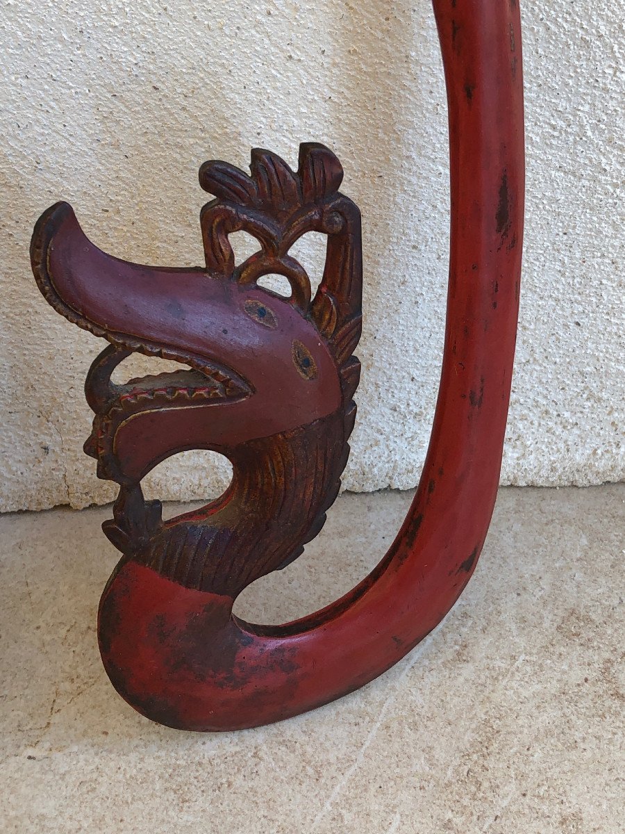 Rare Paire d'Embrase De Lit A Baldaquin Bois Sculté Bali Indonesie-photo-2