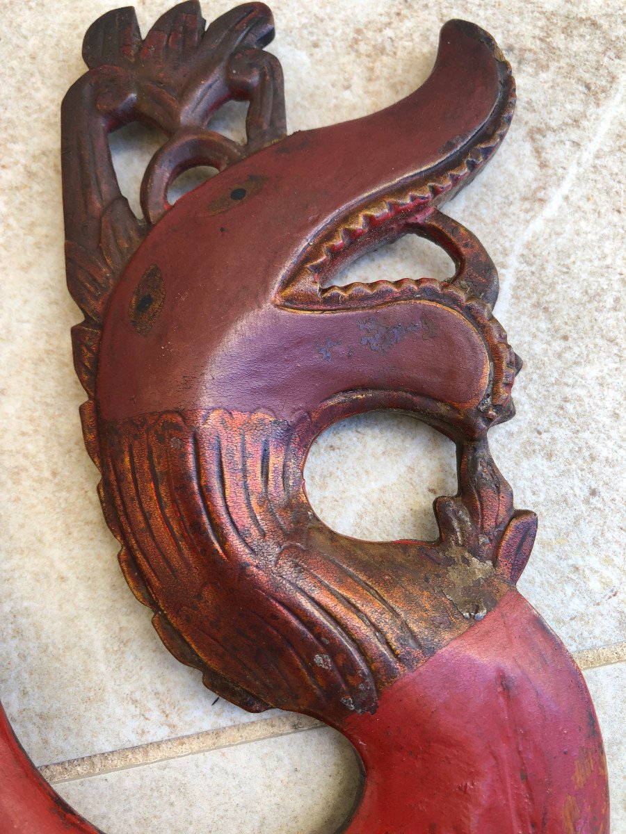 Rare Paire d'Embrase De Lit A Baldaquin Bois Sculté Bali Indonesie-photo-5
