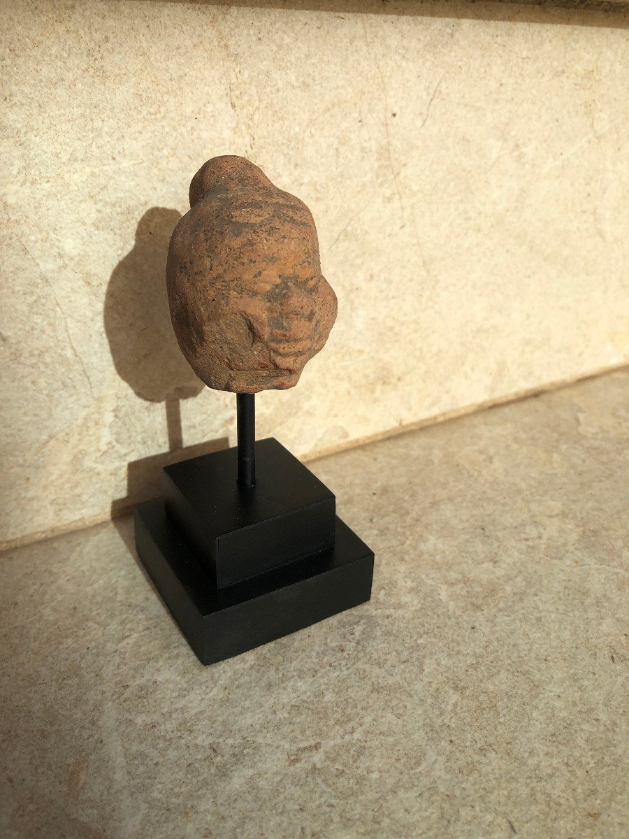 Terracotta Character Head, Majapahit Kingdom, XIIIth / XVIth Century Indonesia.-photo-1