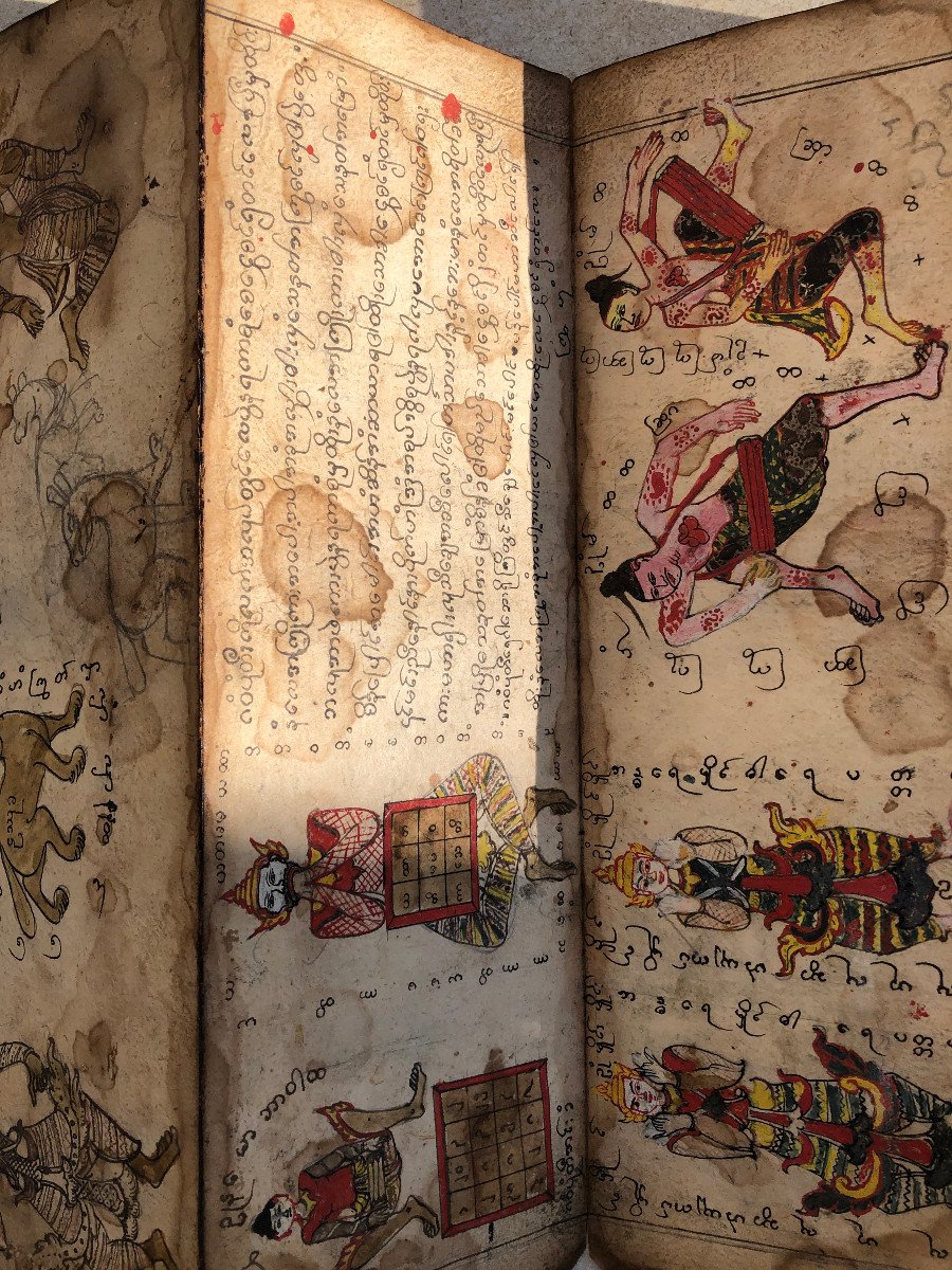 Rare Livre De Prières , Papier Et Fine Fleur De Cuir , Province Shan , Birmanie .-photo-5