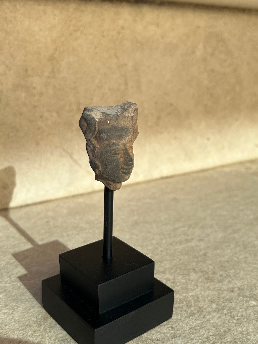Head Of Character Terracotta, Kingdom Majapahit, XIIIth / XVIth Century Indonesia.-photo-2