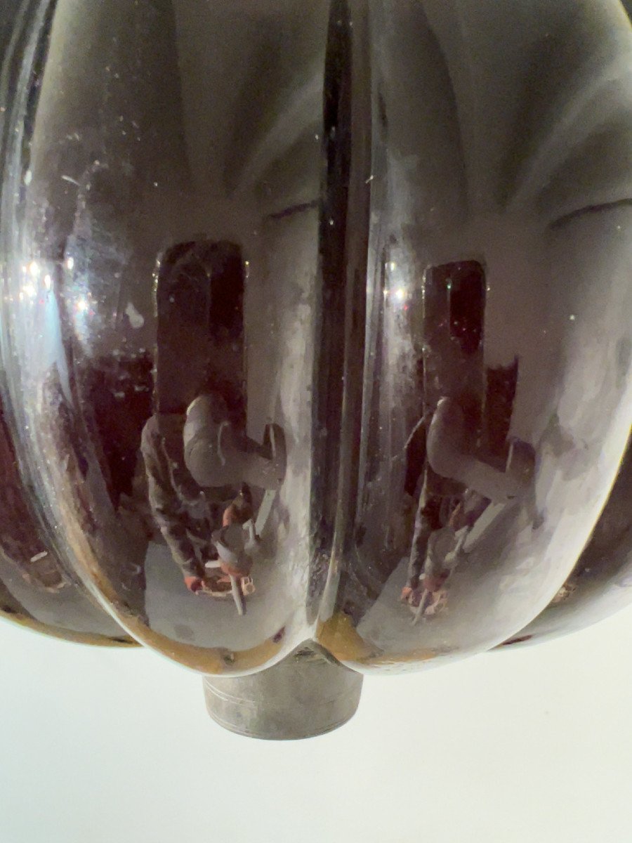 Pumpkin Petroleum Lamp In Paste Glass, English Colonial House, Rangoon, Burma-photo-3