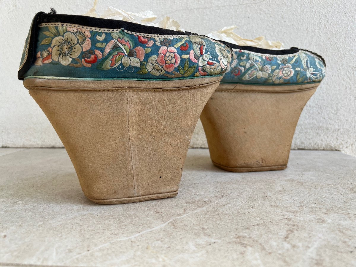 Rare Chaussure "Qixie" Plates-formes  Femme Noble Mandchou Dynastie Qing-photo-2