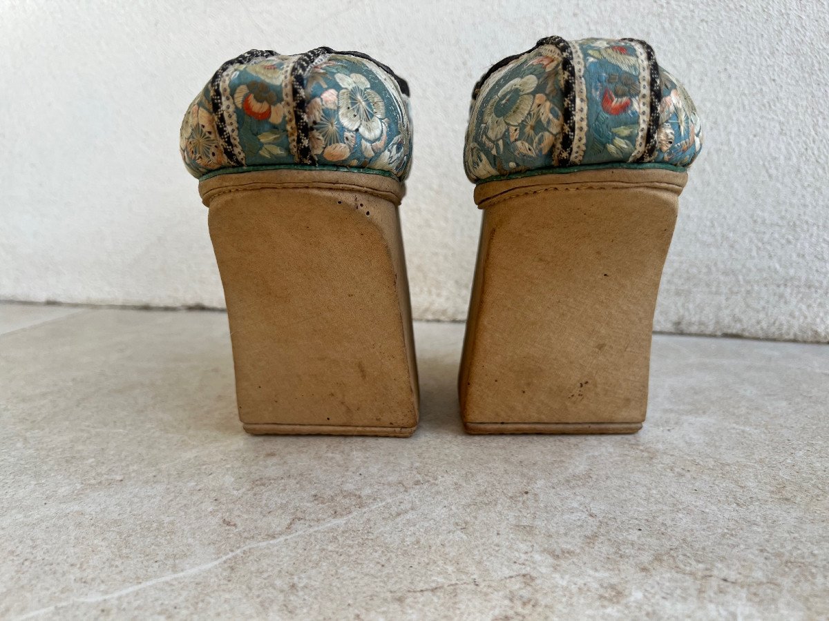 Rare Chaussure "Qixie" Plates-formes  Femme Noble Mandchou Dynastie Qing-photo-3