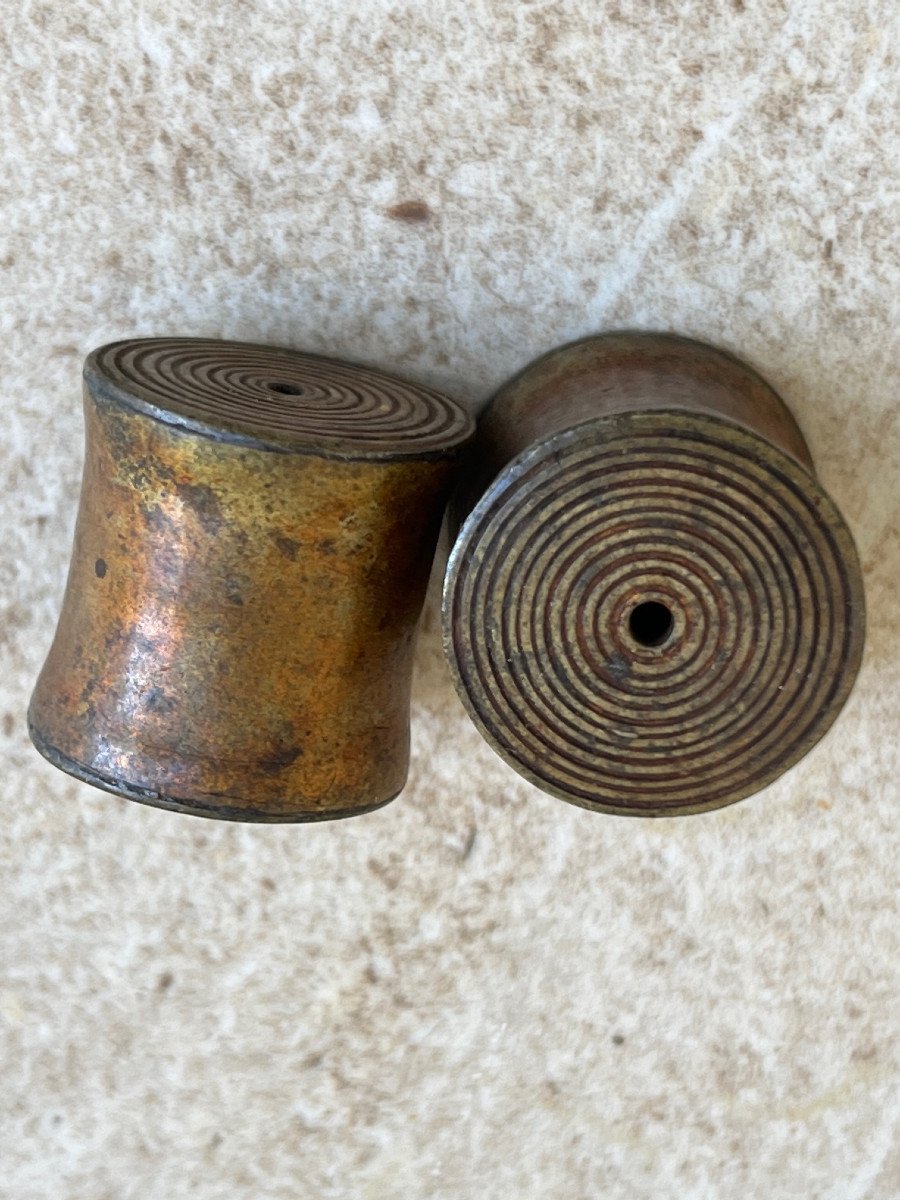 Boucle Oreille En Cuivre Gravé De Cercle , Tribu Karen , Birmanie .-photo-4