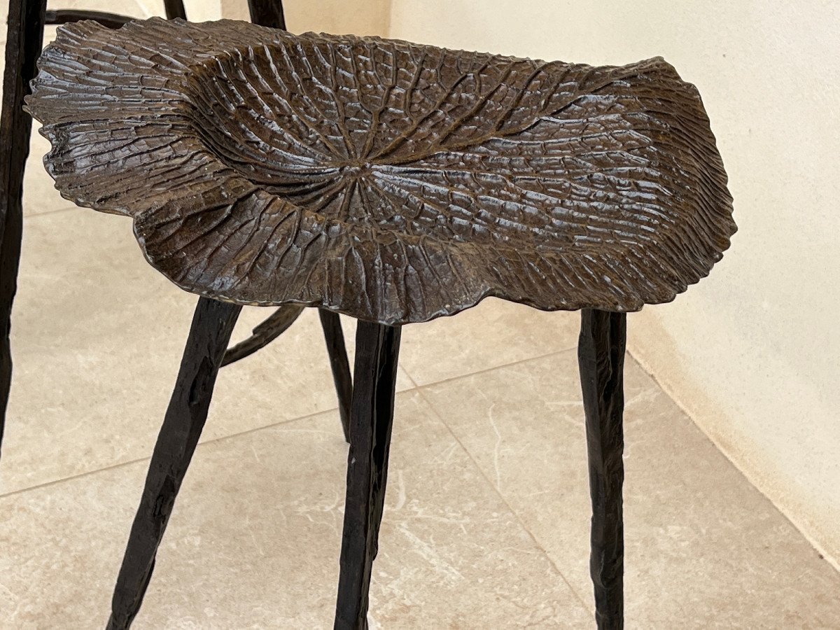 Four Lotus Leaf Bronze High Stool, Designer Suchada Supantamart-photo-4
