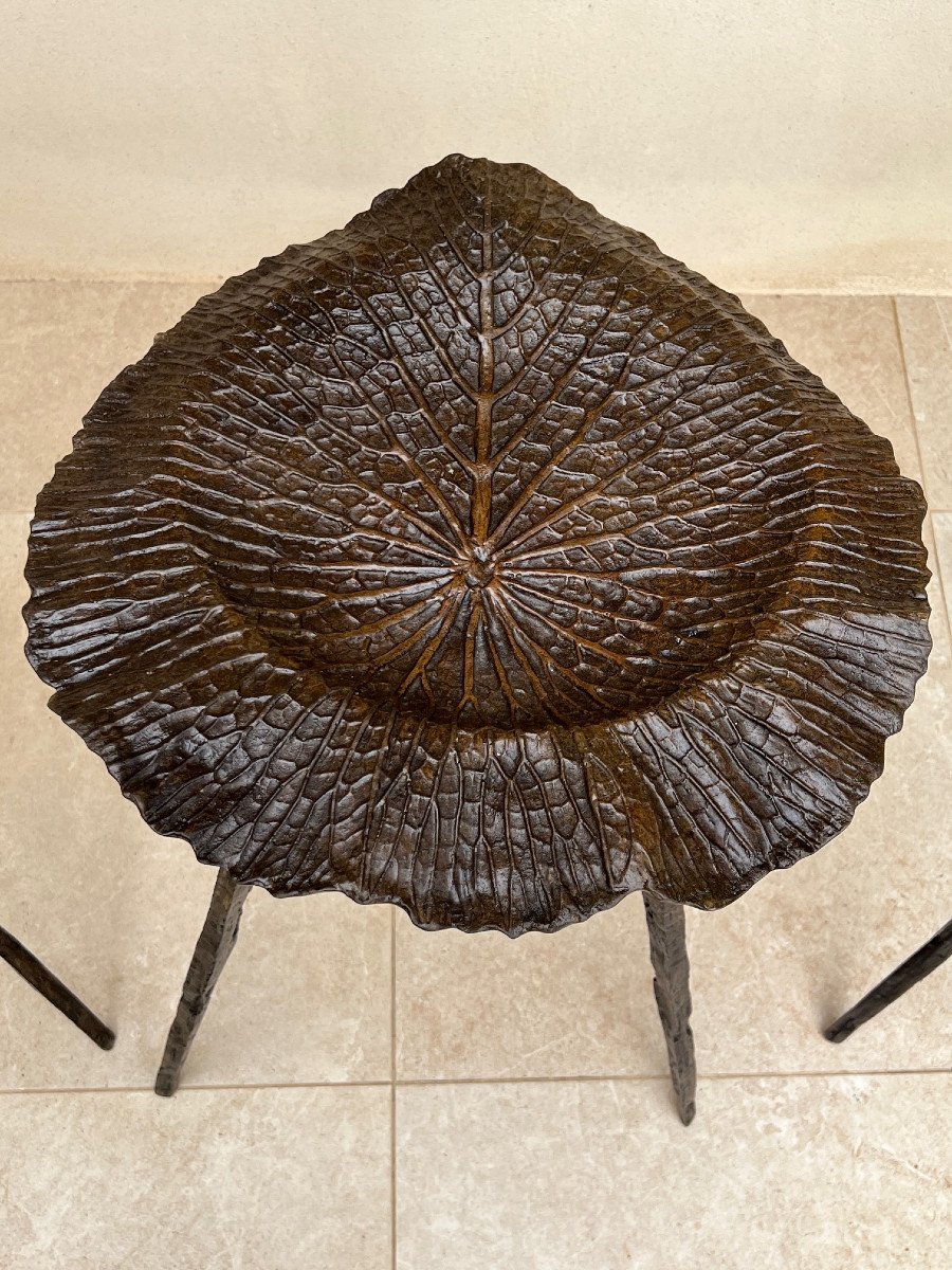 Four Lotus Leaf Bronze High Stool, Designer Suchada Supantamart
