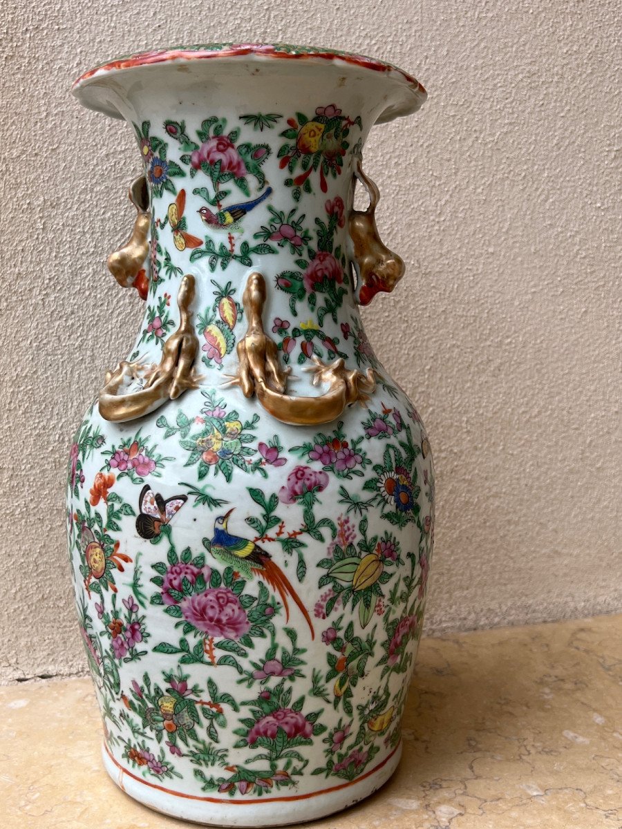 Vase En Porcelaine  De Canton , Chine XIX é Siécle .-photo-2