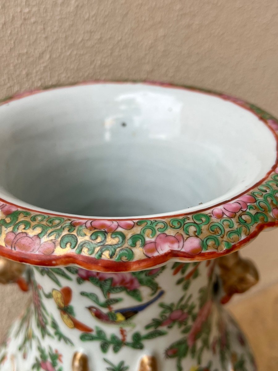 Vase En Porcelaine  De Canton , Chine XIX é Siécle .-photo-1