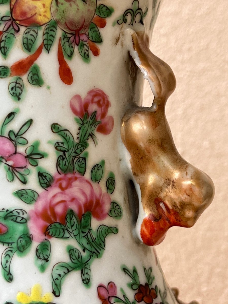 Vase En Porcelaine  De Canton , Chine XIX é Siécle .-photo-4