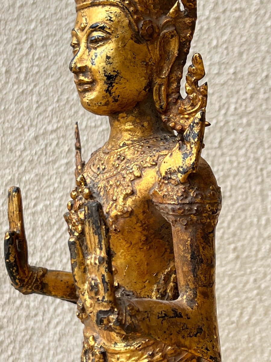 Bouddha Lao En Bronze, Debout, 19e Siècle, Laos,