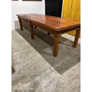 Large Colonial English Outdoor Table In Solid Teak, Rangoon, Burma.