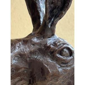 Hare, Animal Bronze On Black Marble