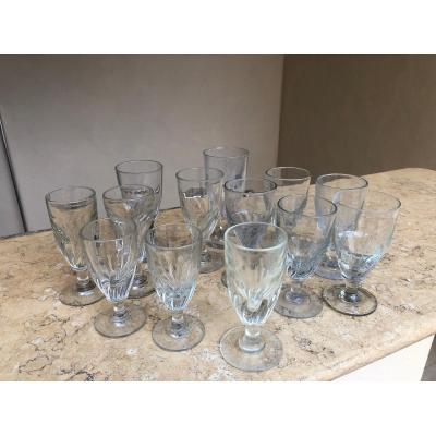 Lot De Verre  De Bistrot Torsadé Pour Absynthe Modele Godrons 