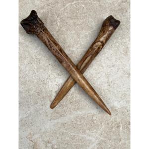 Pair Of Hunter Cassowary Bone Daggers, Abelam, Papua New Guinea