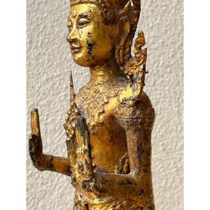 Bouddha Lao En Bronze, Debout, 19e Siècle, Laos,