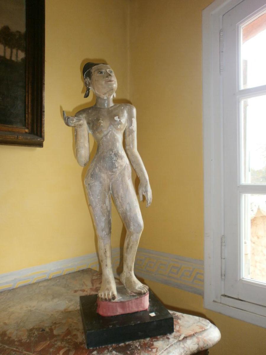 Statue De femme, Birmanie 19ème Siècle-photo-5