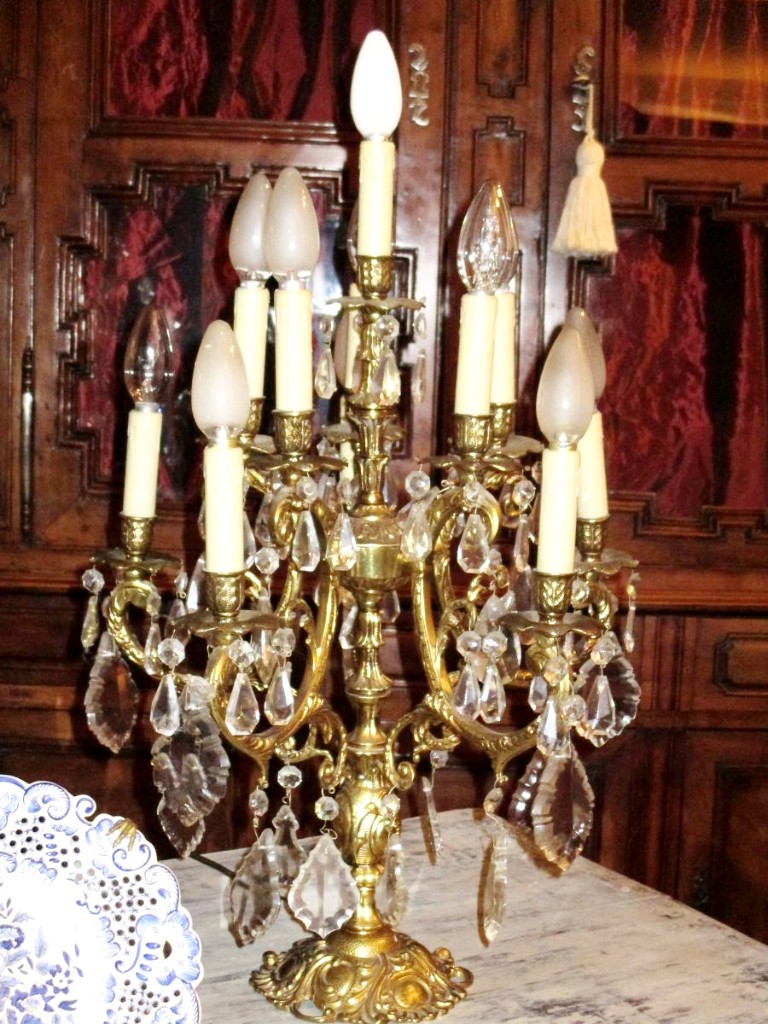 Pair Of Girandoles Gilt Bronze And Crystal Late 19th-photo-2