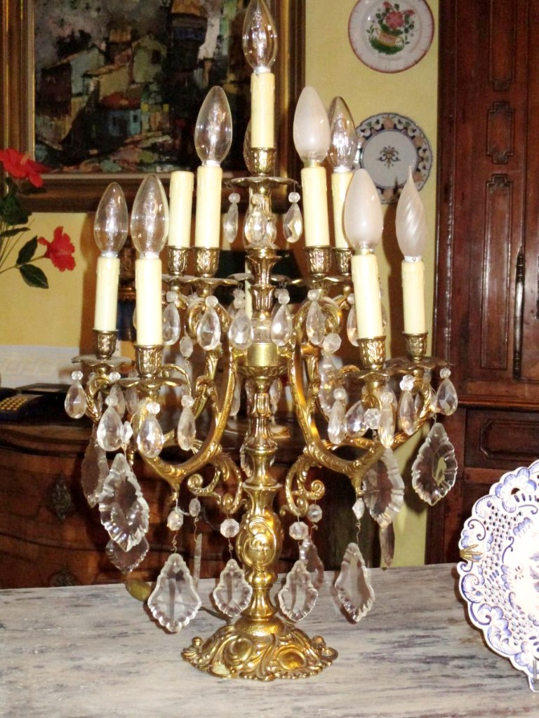 Pair Of Girandoles Gilt Bronze And Crystal Late 19th-photo-3