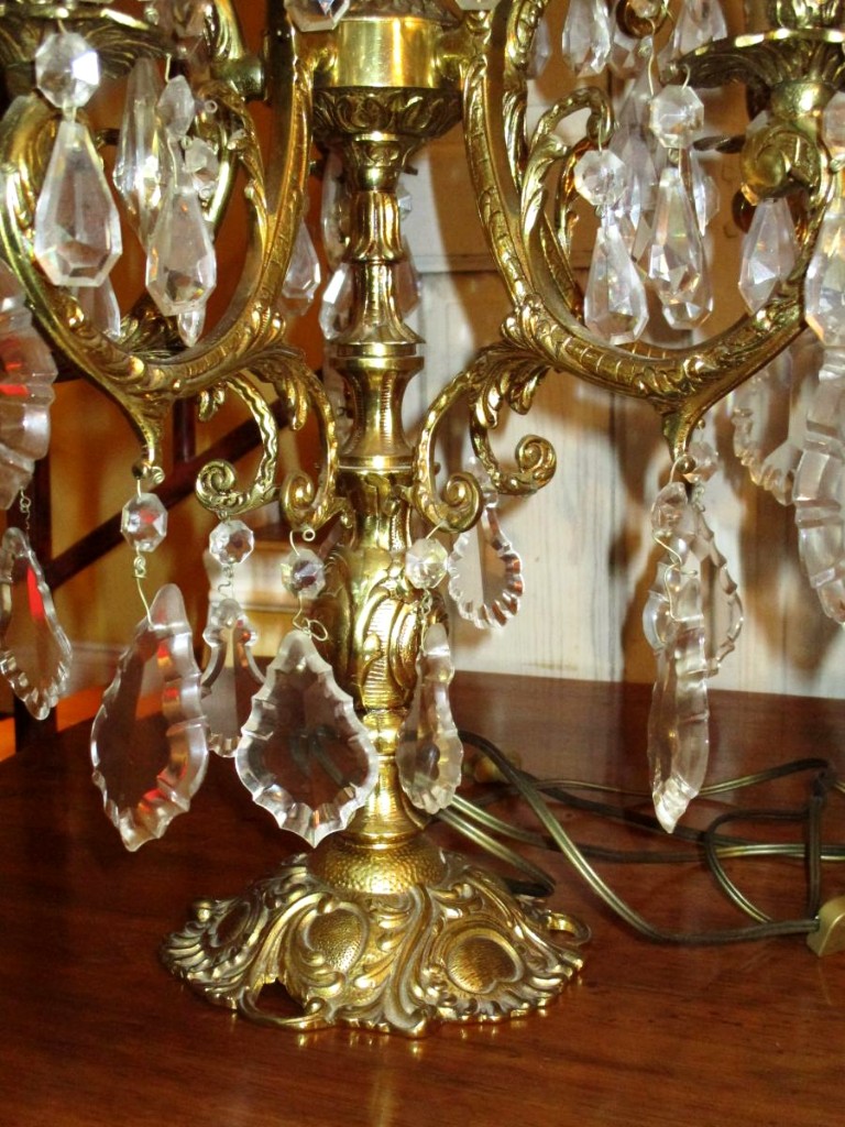 Pair Of Girandoles Gilt Bronze And Crystal Late 19th-photo-4