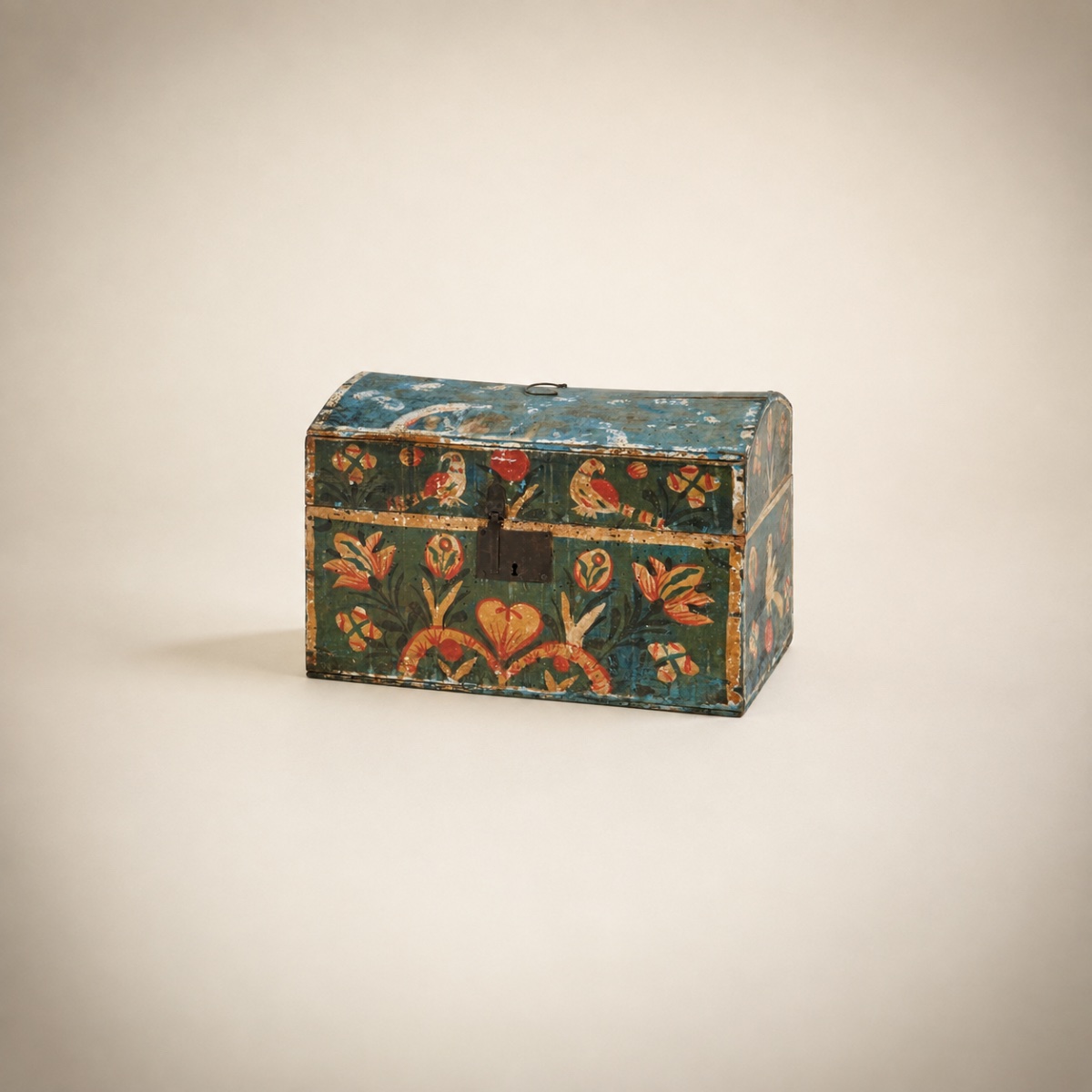 Ensemble rare de 6 coffres de mariage normand, Art populaire, France, circa 1790-photo-4