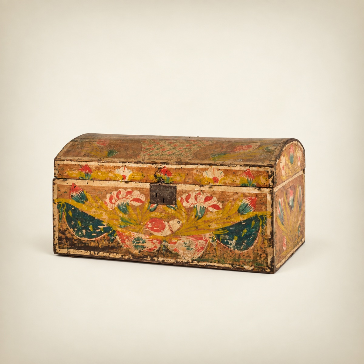 Ensemble rare de 6 coffres de mariage normand, Art populaire, France, circa 1790-photo-2
