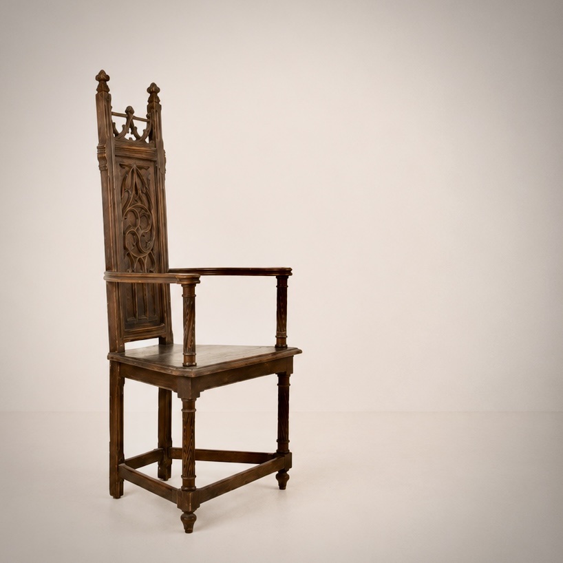 Haute Epoque Style Carved Wood Armchair, France, Circa 1900