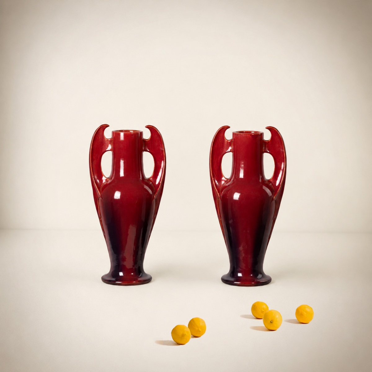 Paire de vases céramique email " sang de boeuf",  ART NOUVEAU , France, circa 1900-photo-2