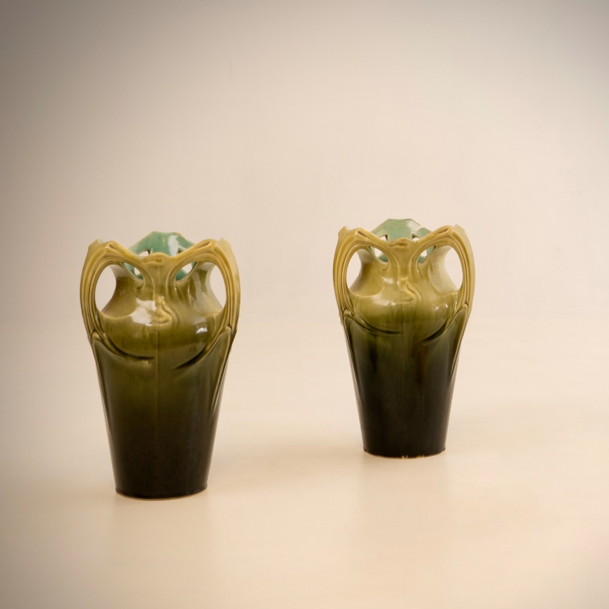 Hector Guimard & De Bruyn, Rare High Vases Known As The "chalmont" Vases, France, Circa 1900