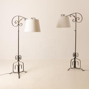 René Drouet, Pair Of Adjustable Floor Lamps, 1940
