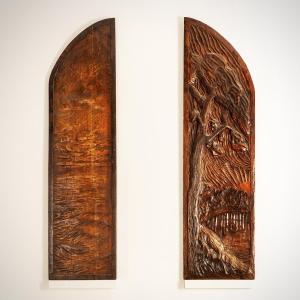 Georges Lacombe, Pair Of Sculpted Doors, France, Circa 1890