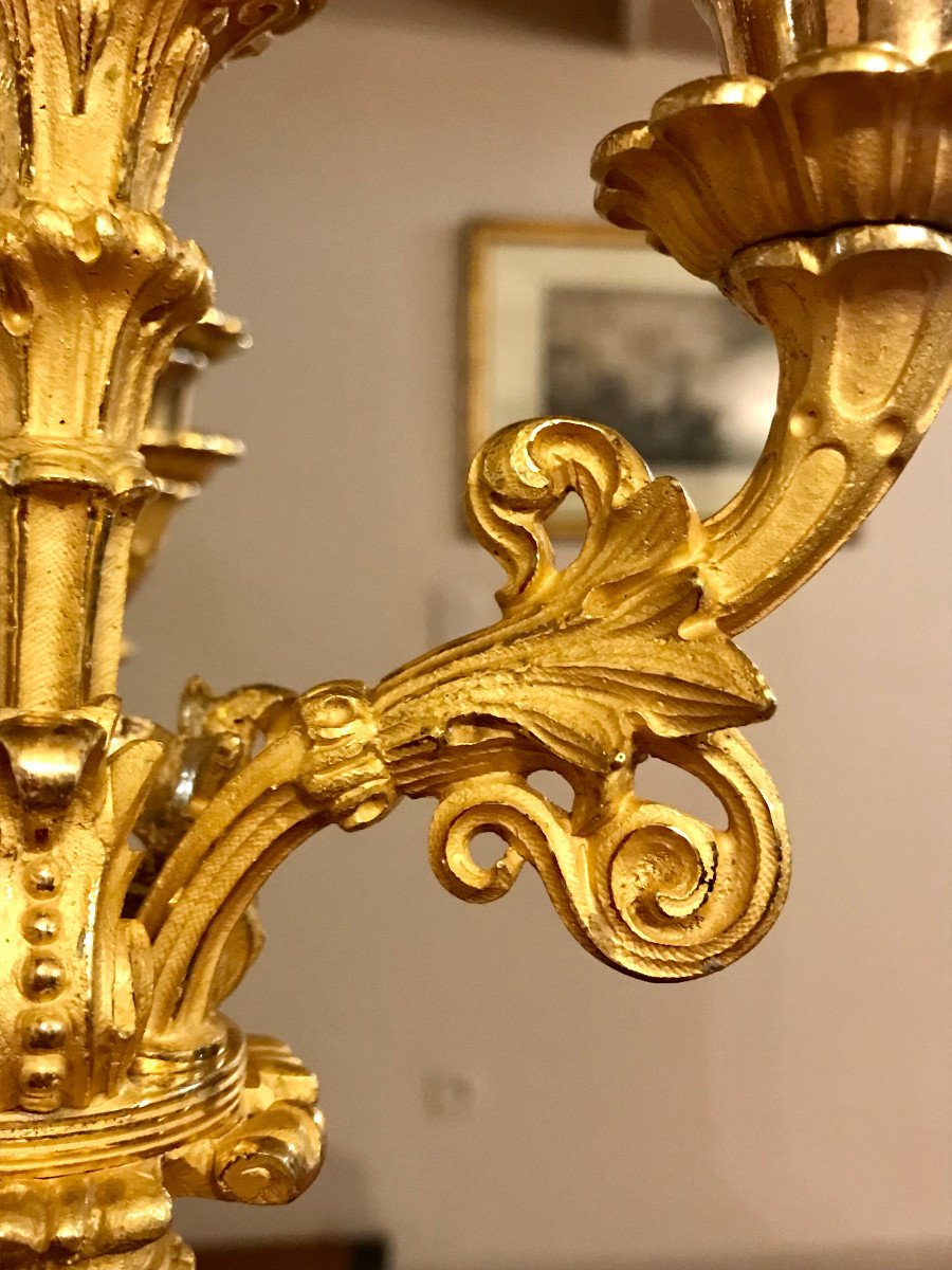 Une Belle Paire de Chandeliers en bronze doré Charles X - Restauration-photo-2