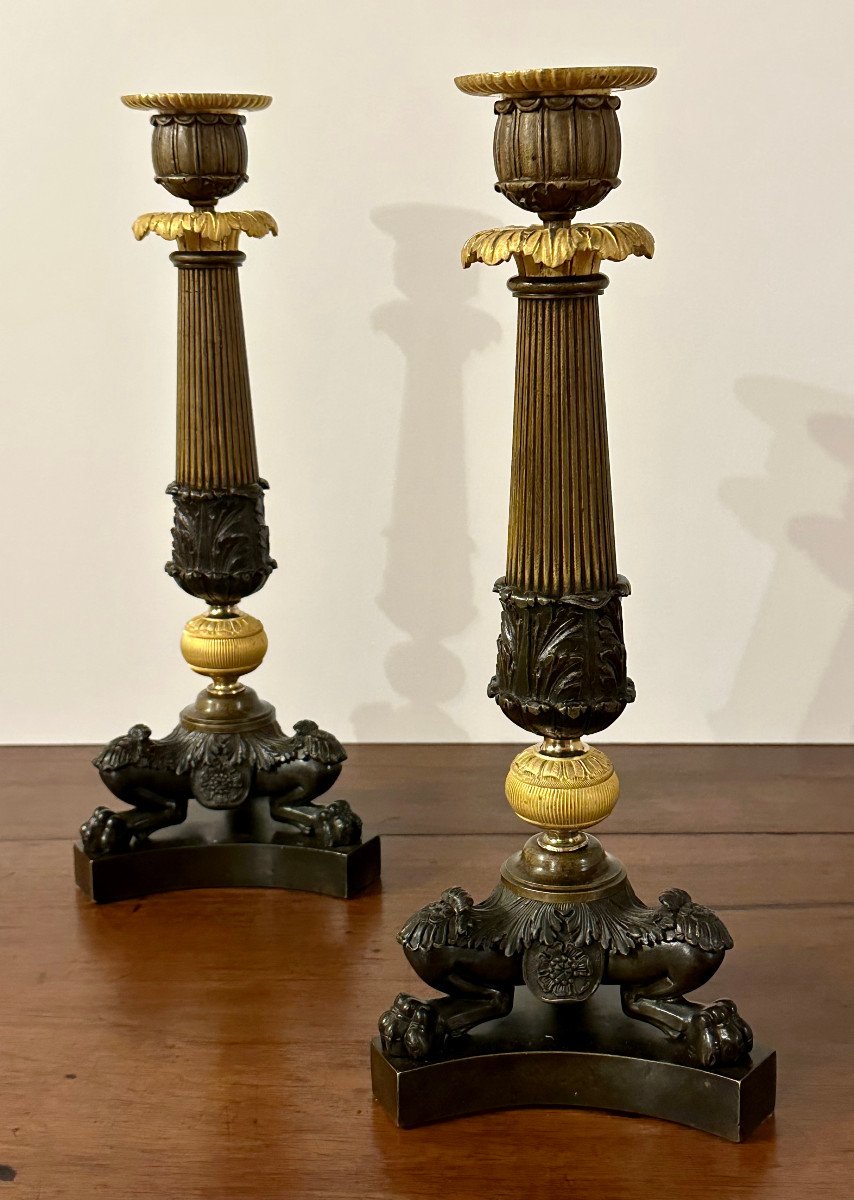 A Pair Of Large And Beautiful Neoclassical Candlesticks Charles X