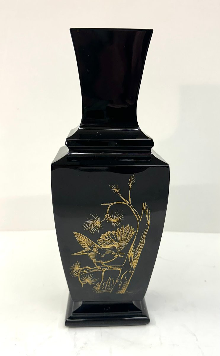 Baccarat - Black Crystal "black Pearl" Vase - 1950s/1960s -photo-4