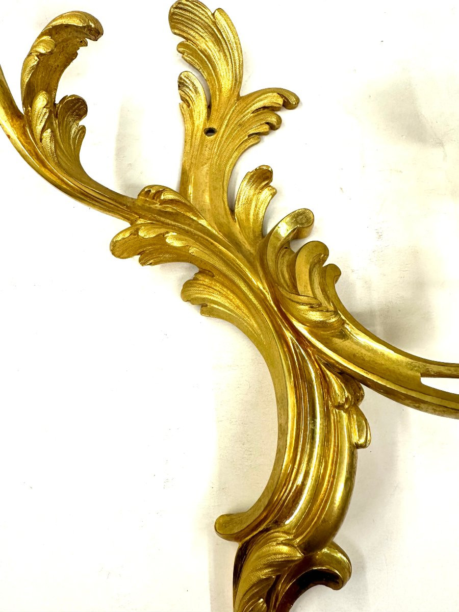 Pair Of Louis XV Style Gilt Bronze Wall Sconces-photo-3