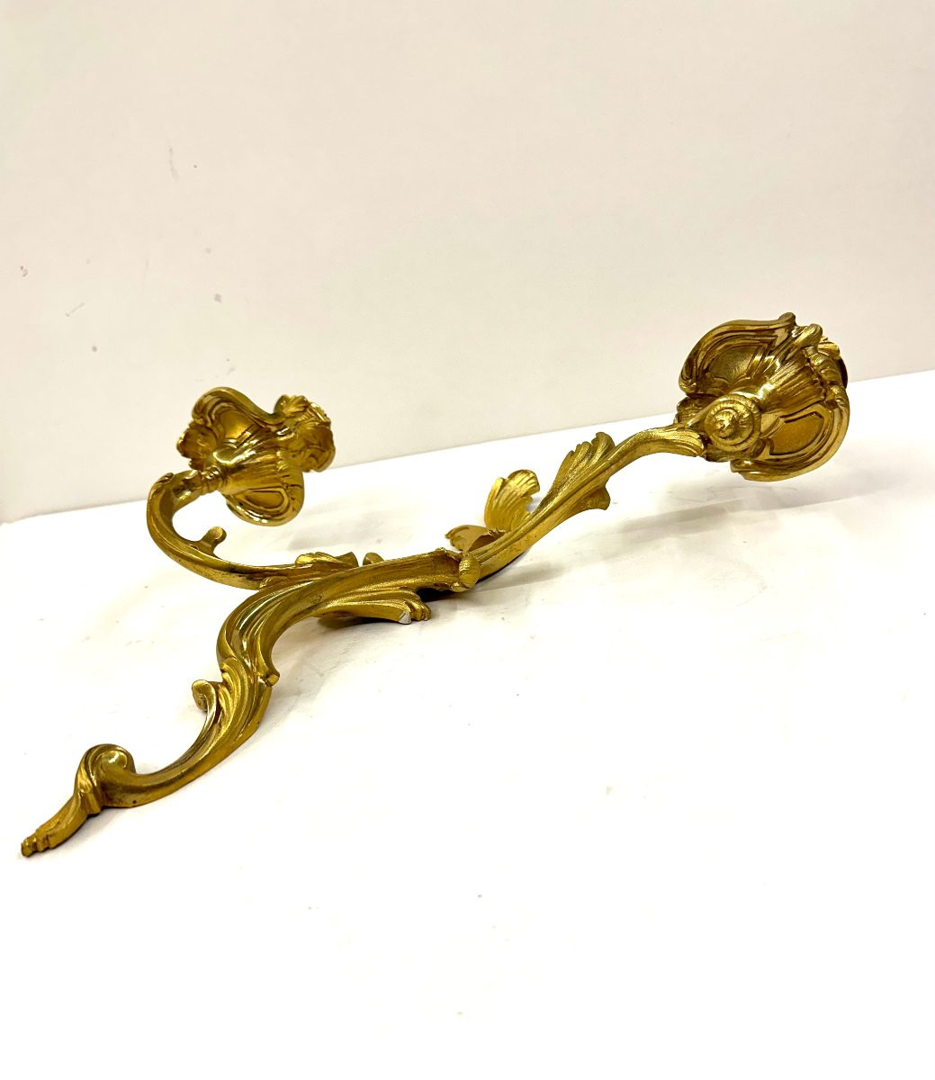 Pair Of Louis XV Style Gilt Bronze Wall Sconces-photo-2