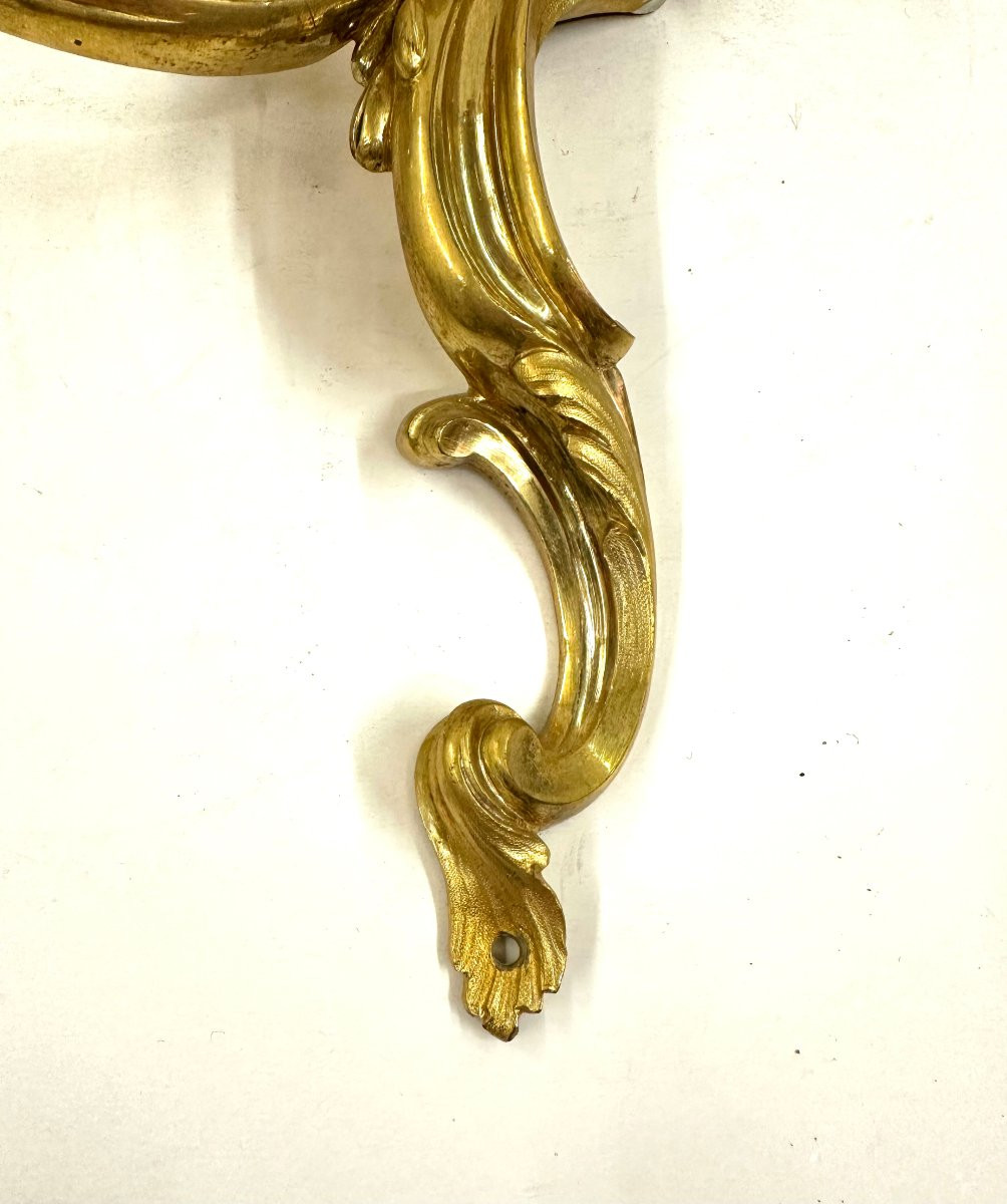 Pair Of Louis XV Style Gilt Bronze Wall Sconces-photo-4