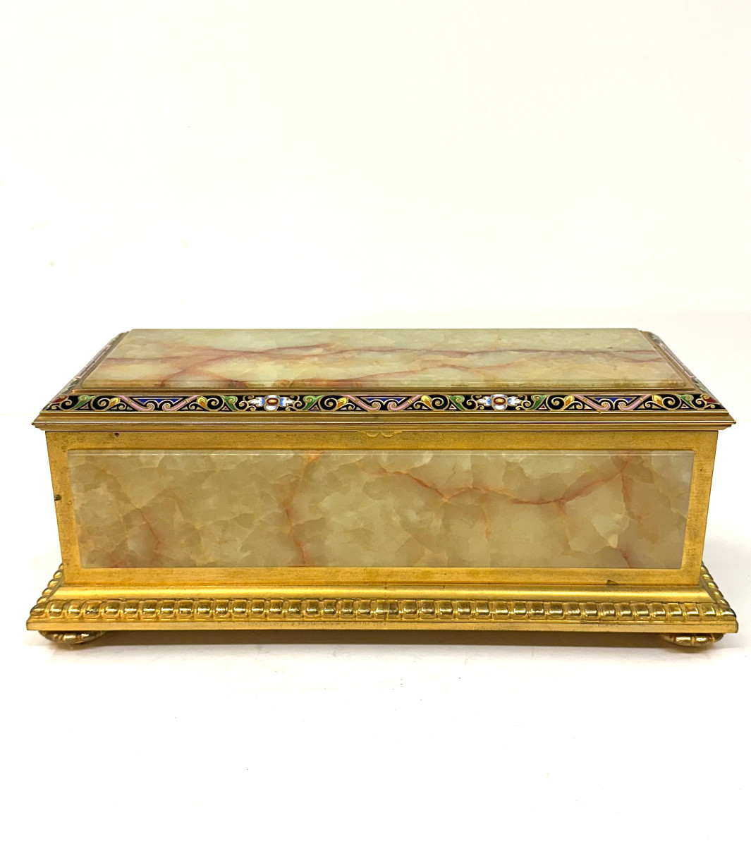 GRAND COFFRET - ONYX-MARBRE , BRONZE DORE, EMAUX CLOISONNES - H. JOURNET - NAPOLEON III