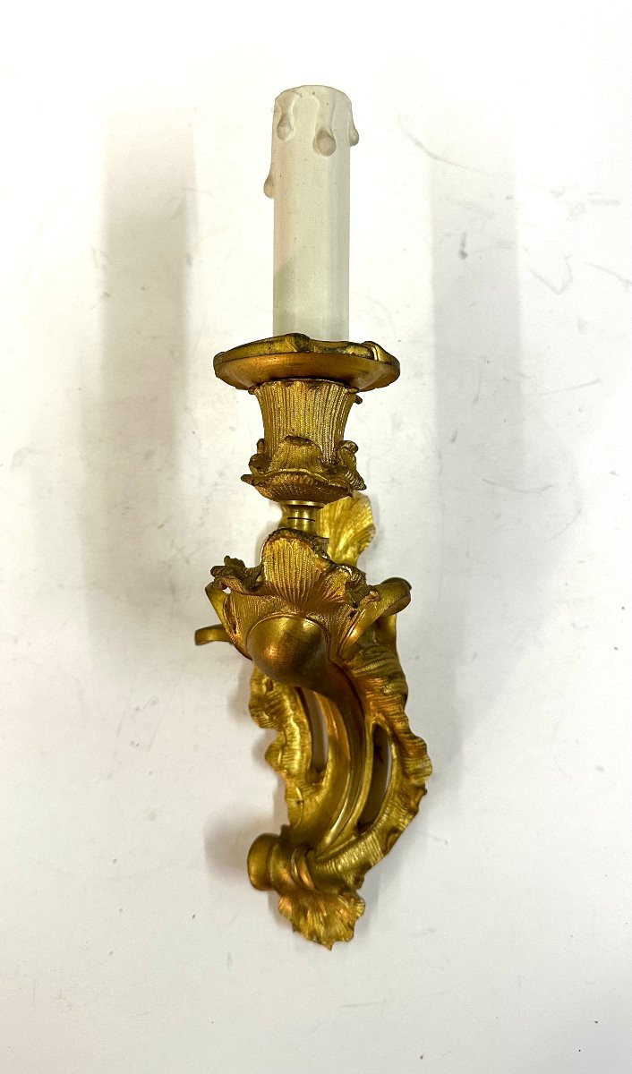 Small Wall Light - Gilt Bronze - Louis XV Style - 19th Century-photo-4