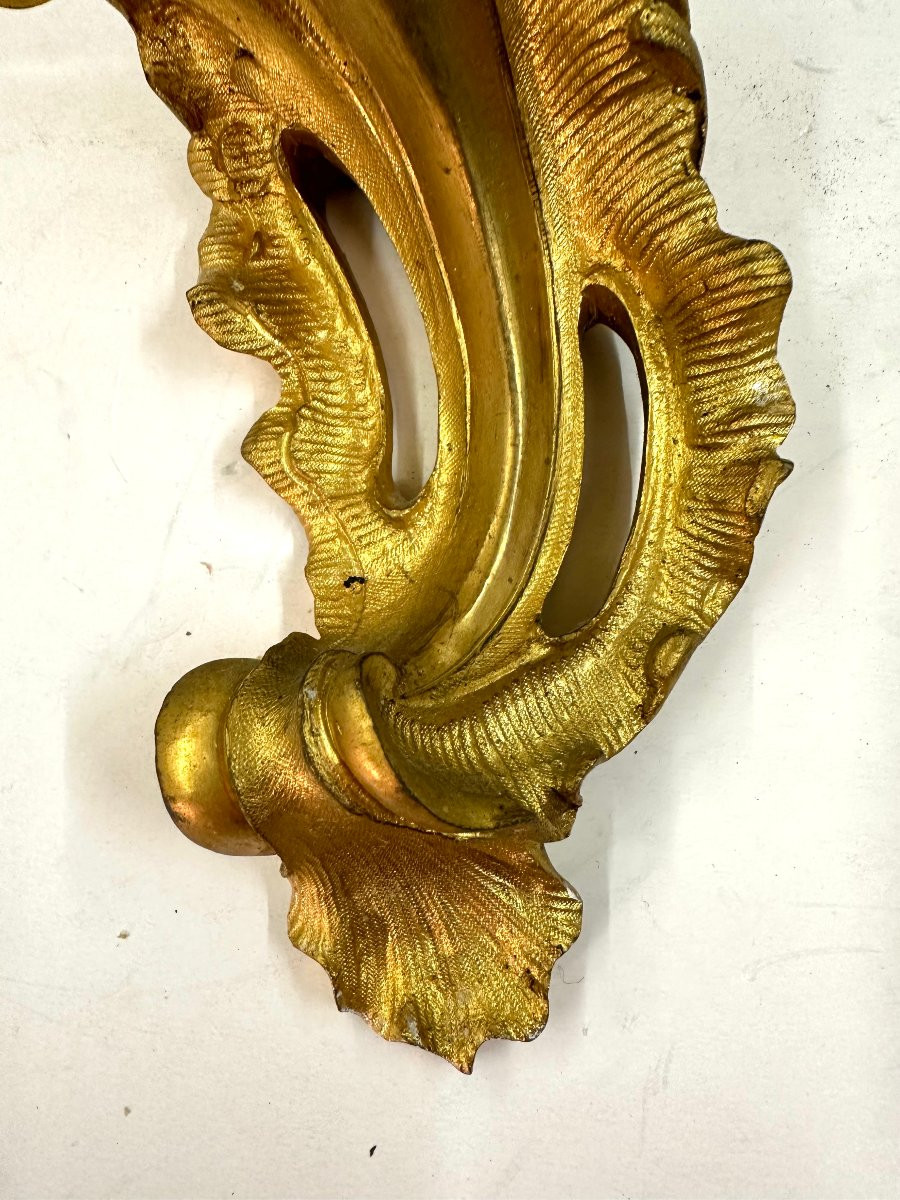 Small Wall Light - Gilt Bronze - Louis XV Style - 19th Century-photo-3
