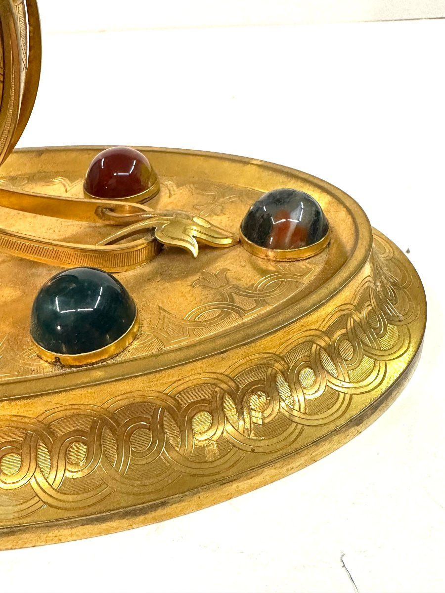 Inkwell/writing Table - Samson Werthheimer - Gilt Bronze - Hardstones - 19th Century-photo-2