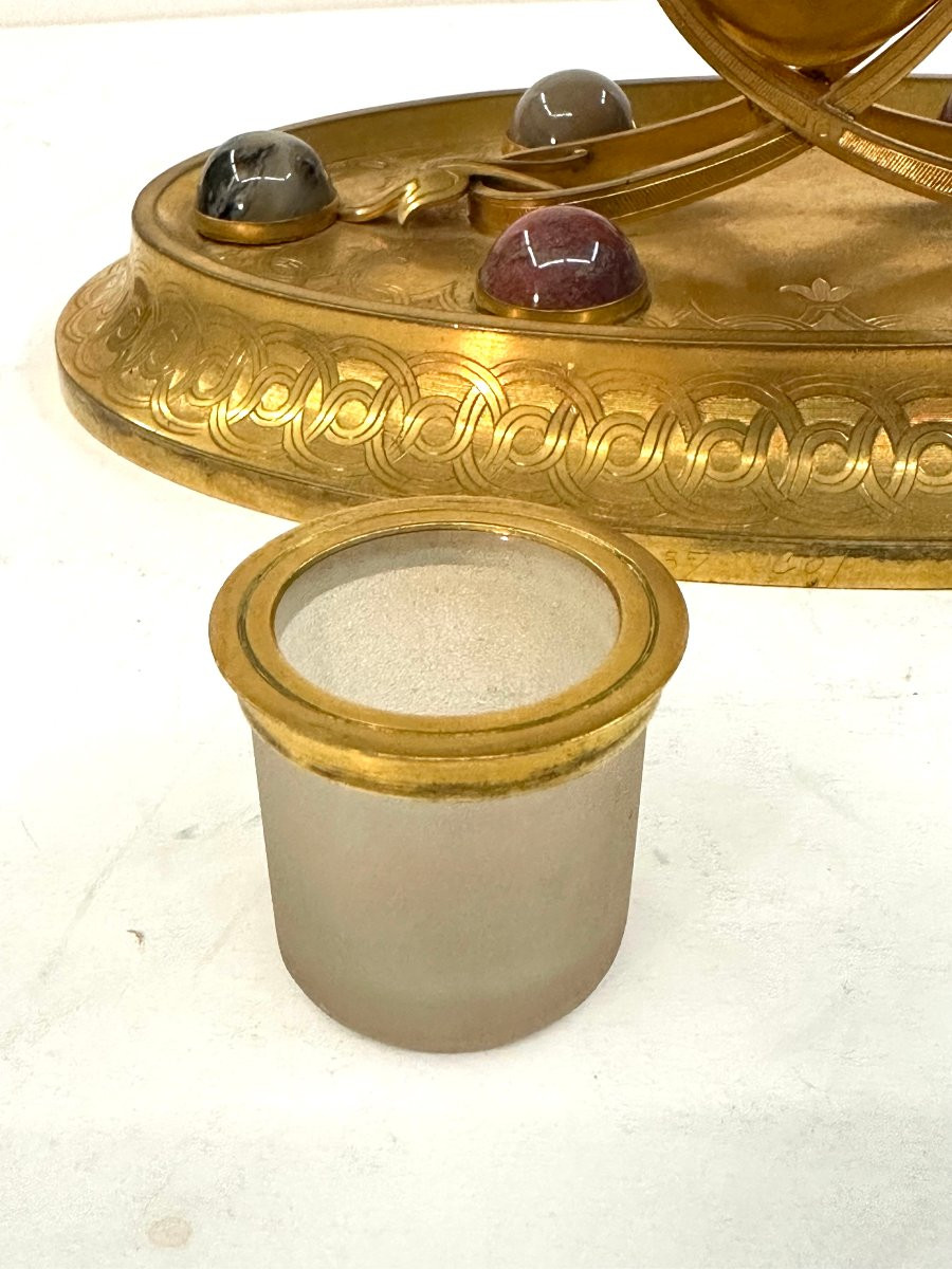 Inkwell/writing Table - Samson Werthheimer - Gilt Bronze - Hardstones - 19th Century-photo-5