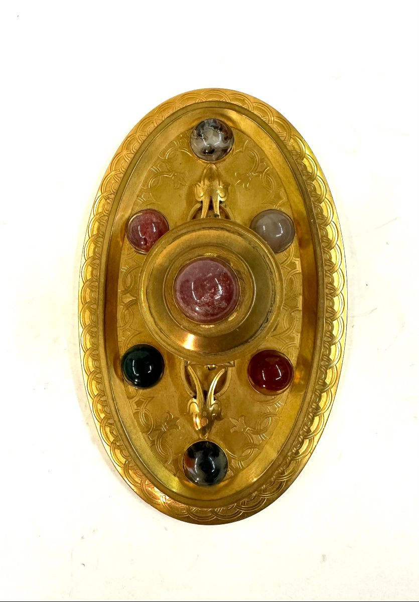 Inkwell/writing Table - Samson Werthheimer - Gilt Bronze - Hardstones - 19th Century-photo-7