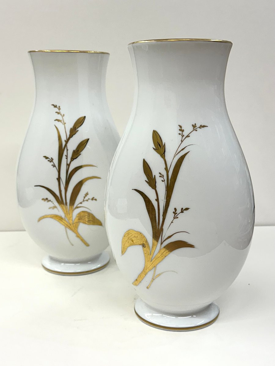 PAIRE GRANDS VASES OPALINE - CRISTAL DE BACCARAT - NAPOLEON III-photo-3