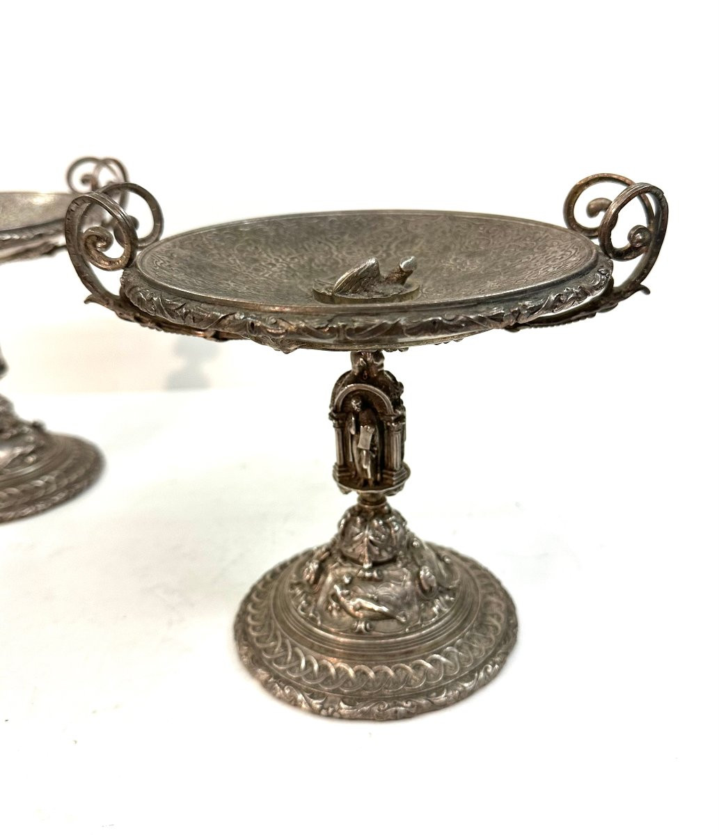 Pair Of Cups - Silvered Bronze - Renaissance Style - Louis Philippe Period-photo-4